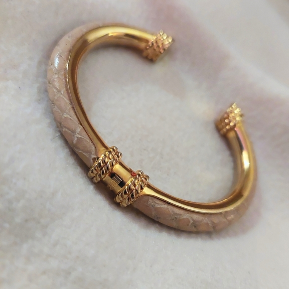 Just Cavalli Snake Skin Bracelet Bangle Cuff Ivory and Gold - Picture 2 of 7
